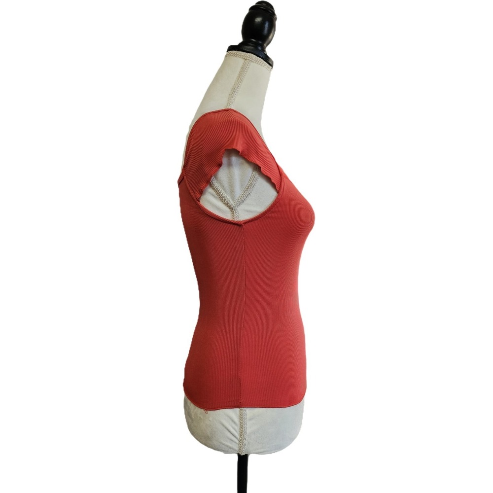Dazy Red Lace Trim Cap Sleeve Ribbed Knit Bodycon Top Size M Y2K Vampire Diaries - Picture 2 of 6